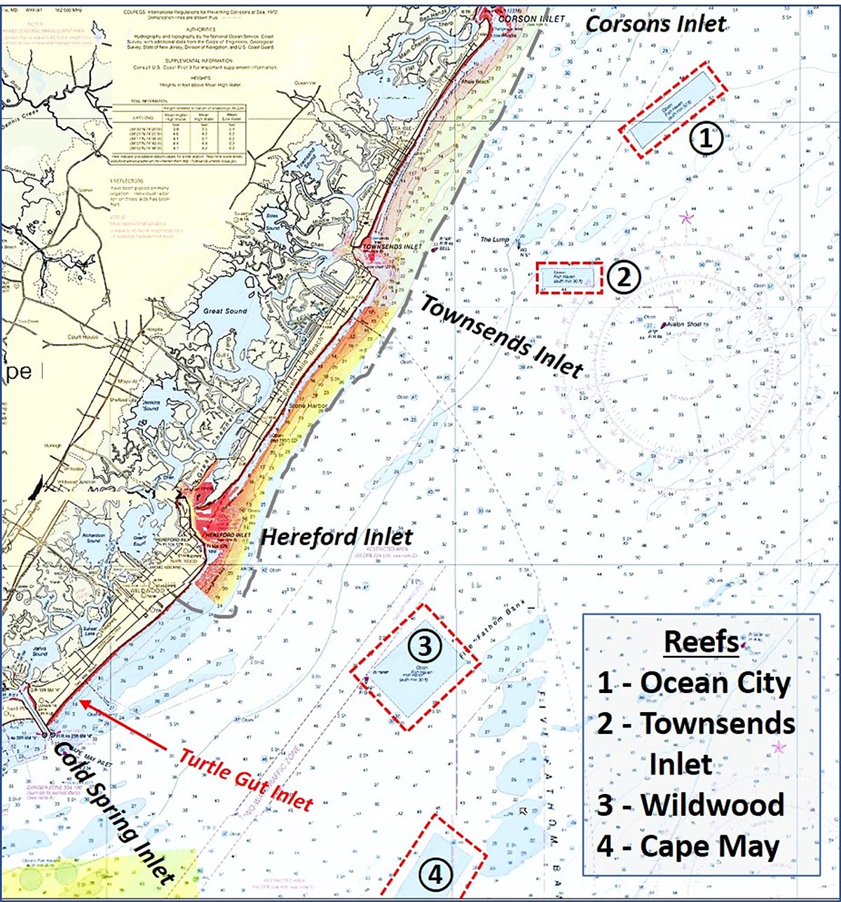 Cape May to Little Egg Fishing Spots - New Jersey Wreck Fishing spots