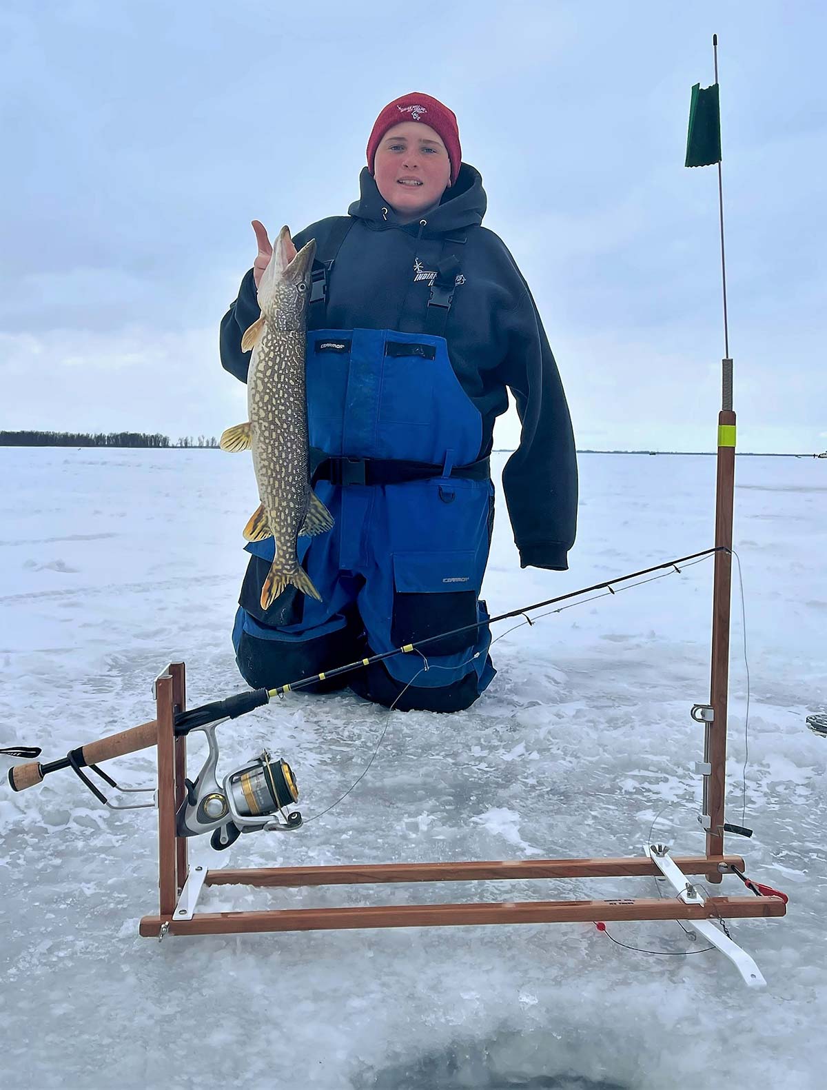 When Ice Fishing Tip Up Flags Go Up, You Run! 